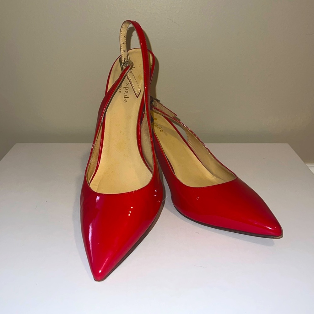 Kate Spade New York Vintage Slingback Heels – Bright Red, Size 8.5